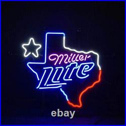 Texas Map Vintage Neon Sign Light 24x20 Bar Pub Glass Wall Decor Artwork