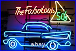 The Fabulous 50's Car Vintage Auto Garage 24x20 Neon Sign Light Lamp Vehicle