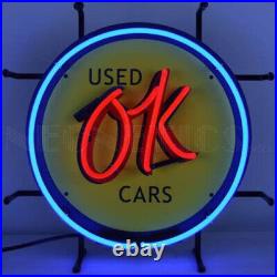 USED OK CARS Neon Open Sign Bar Vintage Style Handcraft Garage Custom Neon 16