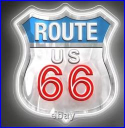 US Route 66 LED Neon Sign 24x24 Light Man Cave Beer Bar Vintage Wall Decor
