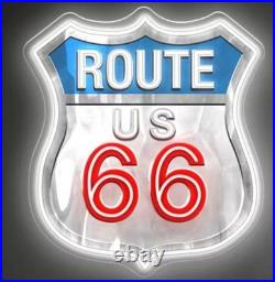 US Route 66 LED Neon Sign 24x24 Light Man Cave Beer Bar Vintage Wall Decor
