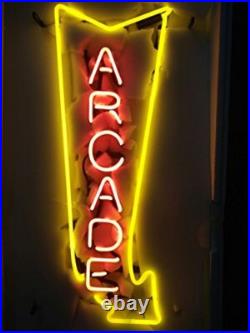 US STOCK Arcade Game Arrow Vintage Neon Sign Light Workshop Garage Decor 24x16