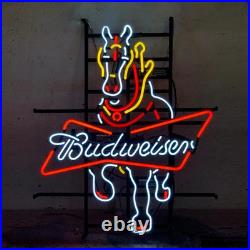 US STOCK Clydesdale Horse Beer Bowtie 24x20 Vintage Neon Sign Lamp Glass Decor