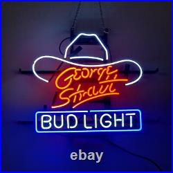 US STOCK Cowboy White Hat Vintage Neon Sign Light Lamp Glass Hanging 24x20