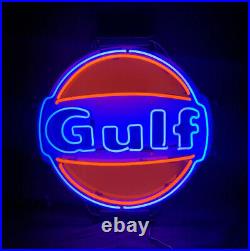 US STOCK Gulf Gasoline Glass Neon Light Sign Shop Bar Artwork Vintage Style 16
