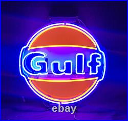 US STOCK Gulf Gasoline Glass Neon Light Sign Shop Bar Artwork Vintage Style 16