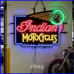 US STOCK India Motorcycles LED Neon Sign 24x20 Dimmable Bar Garage Decor Gift