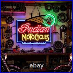 US STOCK India Motorcycles LED Neon Sign 24x20 Dimmable Bar Garage Decor Gift