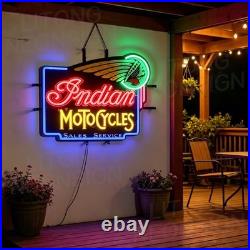US STOCK India Motorcycles LED Neon Sign 24x20 Dimmable Bar Garage Decor Gift