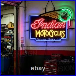 US STOCK India Motorcycles LED Neon Sign 24x20 Dimmable Bar Garage Decor Gift