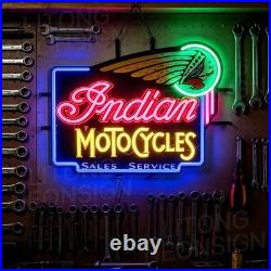 US STOCK India Motorcycles LED Neon Sign 24x20 Dimmable Bar Garage Decor Gift