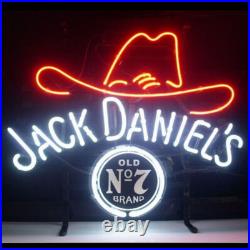 US STOCK Lives Here Old 7 Hat Whiskey Vintage Neon Light Sign Beer Decor 20x16