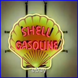 US STOCK Shell Gasoline Vintage Neon Sign Light Gas Station Glass Decor 24x24