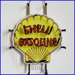 US STOCK Shell Gasoline Vintage Neon Sign Light Gas Station Glass Decor 24x24