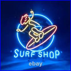 US STOCK Skateboard Surfers Vintage Neon Light Sign Surf Shop Glass Art 19x15