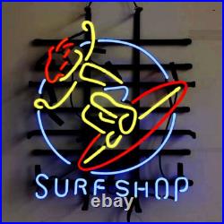 US STOCK Skateboard Surfers Vintage Neon Light Sign Surf Shop Glass Art 19x15