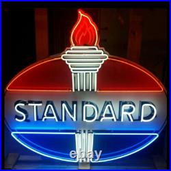 US STOCK Standard Gas Oil Gasoline Vintage Neon Light Sign Glass Decor 24x20