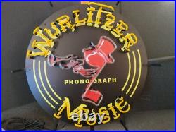 US STOCK Wurlitzer Trumpet Jukebox Vintage Neon Sign Light Bar Glass Decor 24