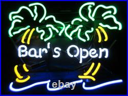 US Stock Bar's Open Palm Trees Vintage Neon Sign Light Lamp Glass Decor 19x15