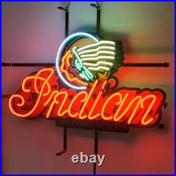 US Stock Indian Motorcycles Vintage Neon Sign Real Glass Decor Hanging Art 24