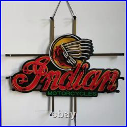 US Stock Indian Motorcycles Vintage Neon Sign Real Glass Decor Hanging Art 24