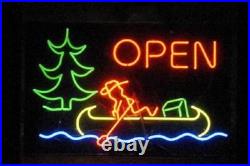 US Stock Open Lake Boat Vintage Neon Sign Light Beer Bar Glass Decor GE 24x18