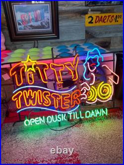 US Stock Titty Twister Open Dusk Till Dawn 24 Vintage Neon Sign Man Cave Glass