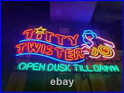 US Stock Titty Twister Open Dusk Till Dawn 24 Vintage Neon Sign Man Cave Glass