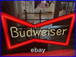 Ultra Rare Vintage 1960s Budweiser Beer Lighted Sign NEON WORKS 100% BLINKING