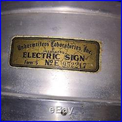 Underwriters' Laboratories, Inc. Electric Sign Neon Clock Original Vintage Works