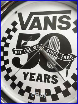 VANS Off The Wall 50th Anniversary Neon Wall Clock Rare Promo Item vtg Sign