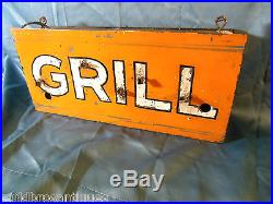 VINTAGE 1940RARE NEON BAR GRILL PAINTED METAL WINDOW SIGN