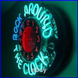 VINTAGE 1940s GLO DIAL NEON CLOCK ROCK AROUND THE CLOCK RARE FIND FOR SALE