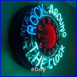 VINTAGE 1940s GLO DIAL NEON CLOCK ROCK AROUND THE CLOCK RARE FIND FOR SALE