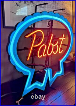 VINTAGE 1992 Pabst Blue Ribbon PBR Beer Neon Light Sign Bar Pub Retro 20x21x8