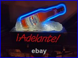 VINTAGE 1993 BUDWEISER BOTTLE ON ICE NEON SIGN ADELANTE! #004-151 Barware Bar