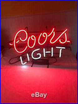 VINTAGE 2003 COORS LIGHT NEON LIGHTED SIGN MADE IN USA LACROSSE WI HUGE-27x19