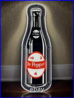 VINTAGE DR PEPPER NEON SODA BOTTLE CLOCK SIGN 24x8 LIGHT LAMP HD SOFT DRINK