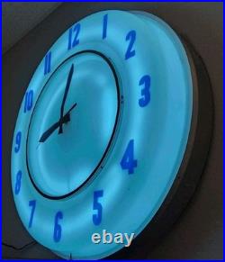 VINTAGE LARGE NEON CLOCK 1950s-1960s NICE-LOOKING WORK'S RARE