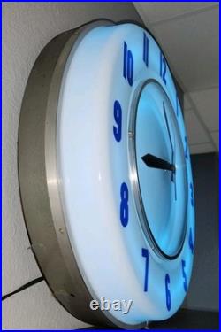 VINTAGE LARGE NEON CLOCK 1950s-1960s NICE-LOOKING WORK'S RARE