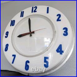 VINTAGE LARGE NEON CLOCK 1950s-1960s NICE-LOOKING WORK'S RARE