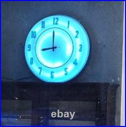 VINTAGE LARGE NEON CLOCK 1950s-1960s NICE-LOOKING WORK'S RARE
