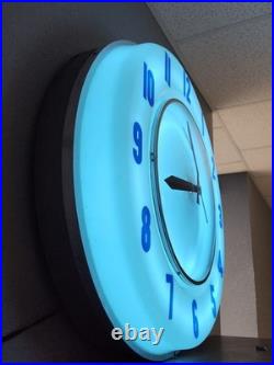 VINTAGE LARGE NEON CLOCK 1950s-1960s NICE-LOOKING WORK'S RARE