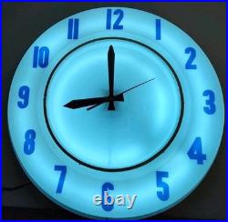 VINTAGE LARGE NEON CLOCK 1950s-1960s NICE-LOOKING WORK'S RARE