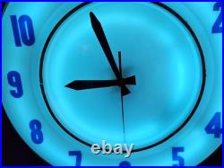 VINTAGE LARGE NEON CLOCK 1950s-1960s NICE-LOOKING WORK'S RARE