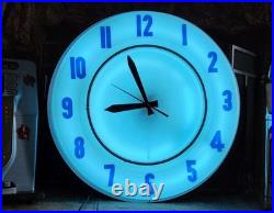 VINTAGE LARGE NEON CLOCK 1950s-1960s NICE-LOOKING WORK'S RARE