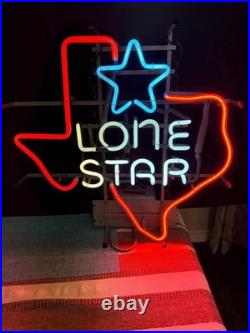 VINTAGE Lone Star Beer Texas Shape Neon Sign 19 x 19