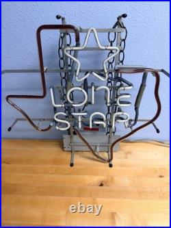 VINTAGE Lone Star Beer Texas Shape Neon Sign 19 x 19
