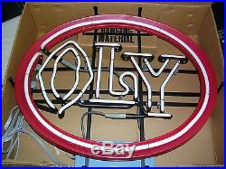 Vintage New Old Stock Oly Neon Sign / Nos Olympia Beer, Brand New In Box