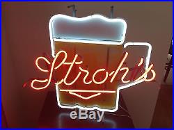 VINTAGE STROH'S BEER RED NEON BAR LIGHT FROM EVERBRIGHT ELECTRIC SIGN CO
